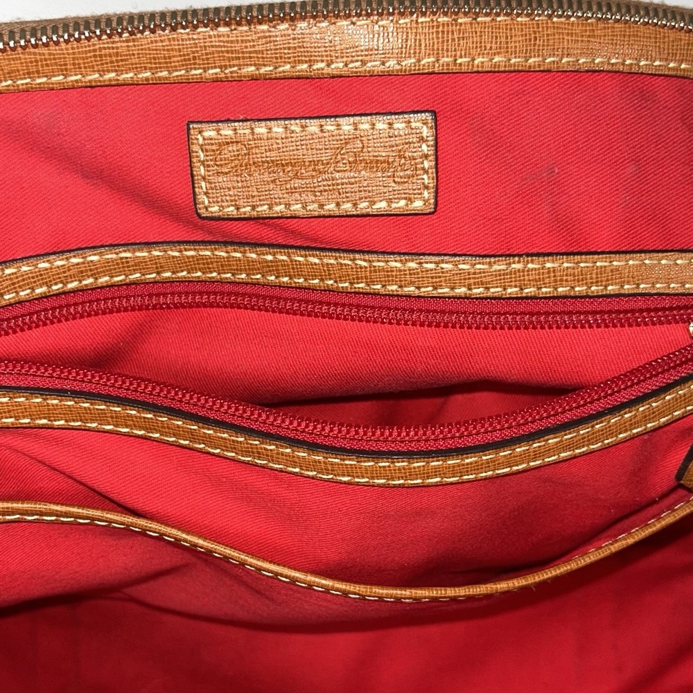 Dooney Bourke Pebble Grain Domed Satchel British Tan Leather Crossbody - Picture 6 of 7